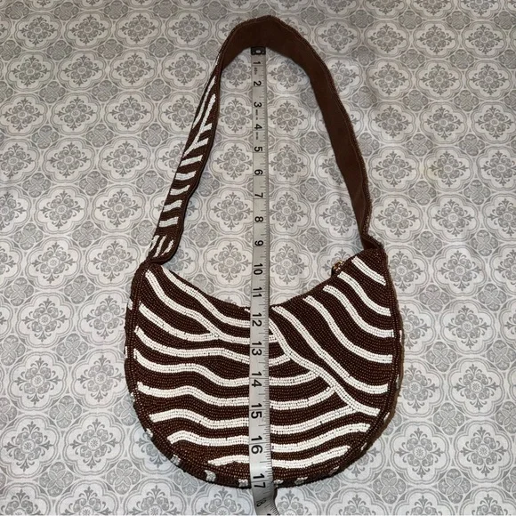 Anthropologie Crescent Beaded Shotkder Bag - Picture 13 of 14